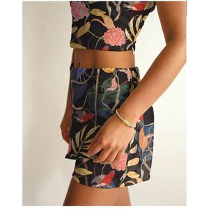 Averie Antonella Linen Blend Vibrant Wildlife Contrasting Colors Faux Wrap Short